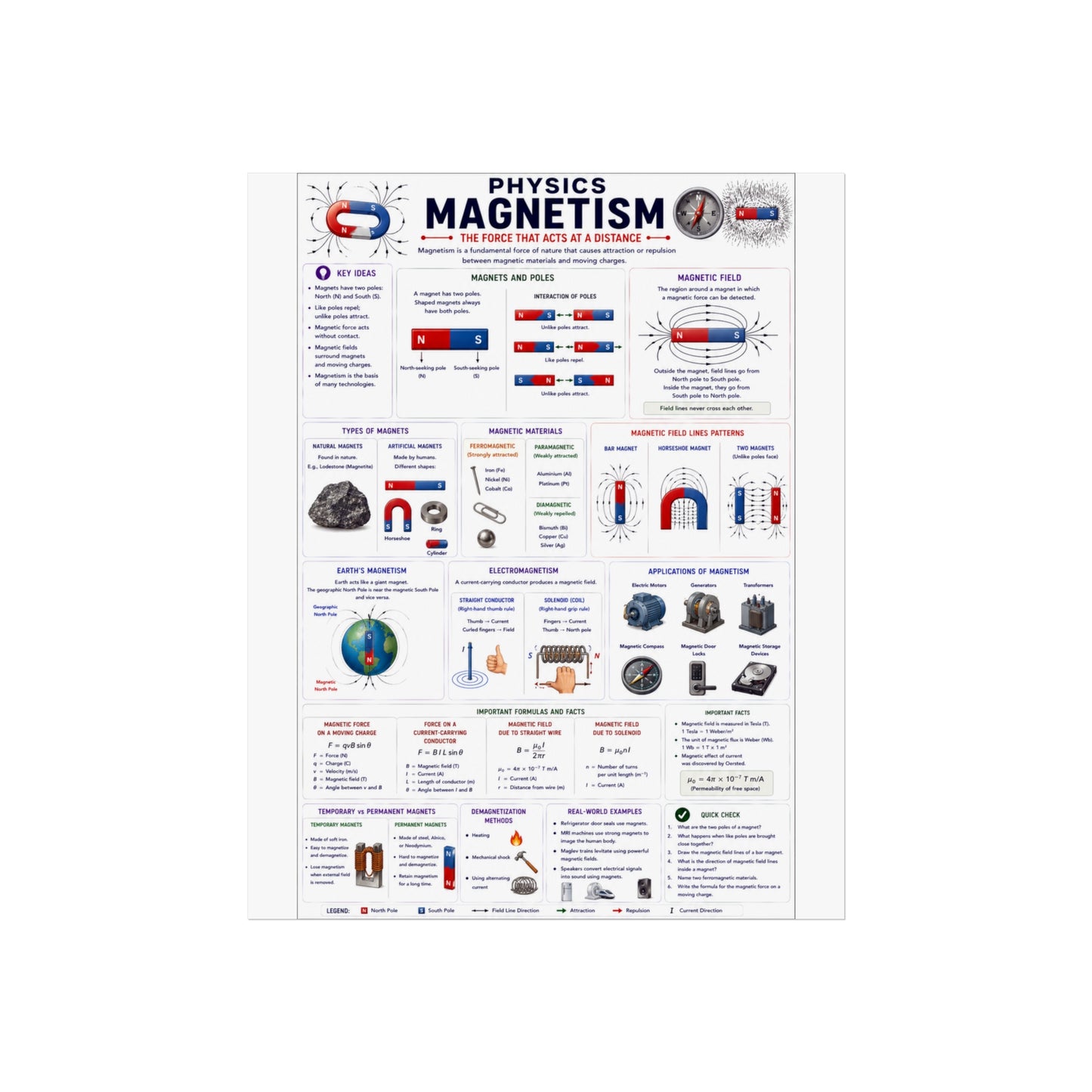 Magnetism Physics Poster — Educational Fine Art Science Print