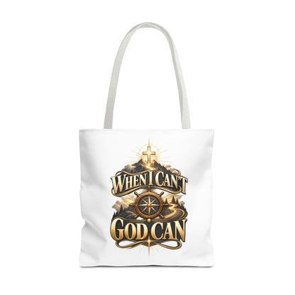 When I Can’t, God Can Christian Tote Bag – Faith Inspirational Beach Carryall