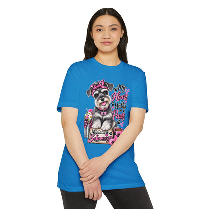 Miniature Schnauzer T-Shirt - "My Heart Walks on Paws" Cute Dog Tee
