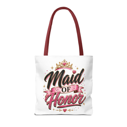 Maid of Honor Tote Bag — Pink Crown Bridal Party Tote for Weddings & Bachelorette