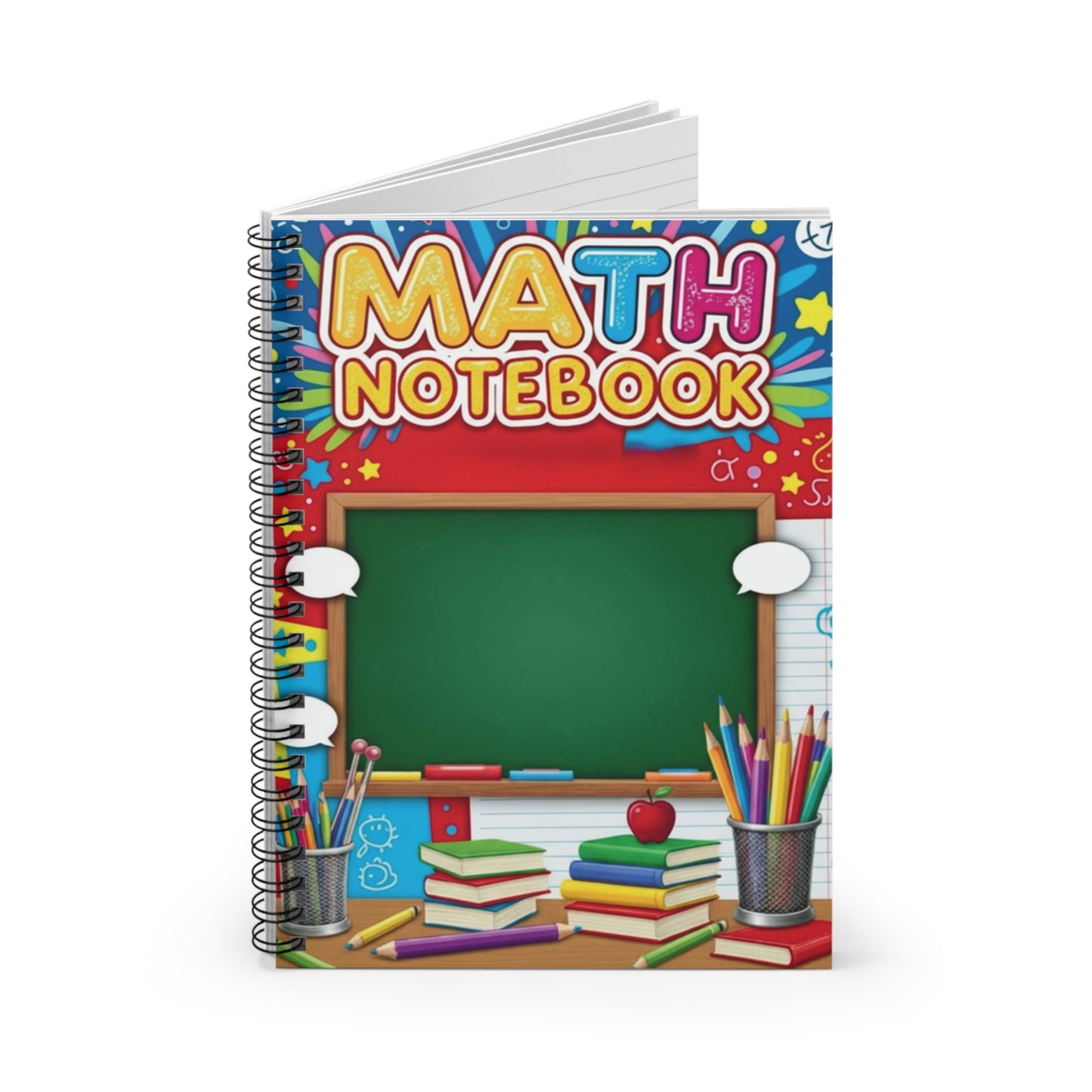 Math Notebook Spiral Ruled - Colorful School Journal for Kids