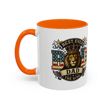 Best Ever Dad Coffee Mug — 'Dad the King' Lion Accent Mug (11/15oz)
