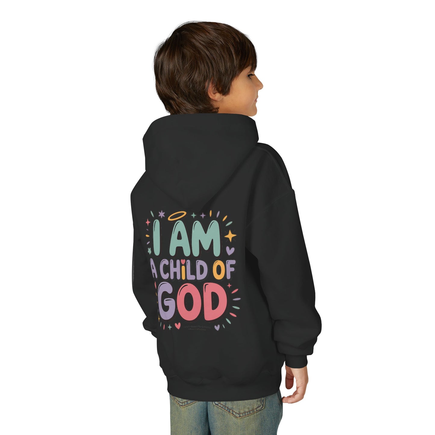 Youth Hoodie — "I Am a Child of God" Inspirational Kids Hooded Sweatshirt