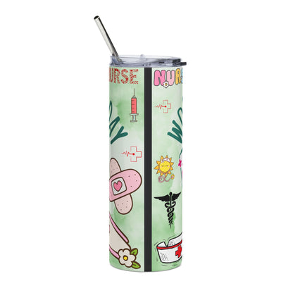 Nurse World Health Day Stainless Steel Tumbler — 20oz Medical Heartbeat Travel Cup
