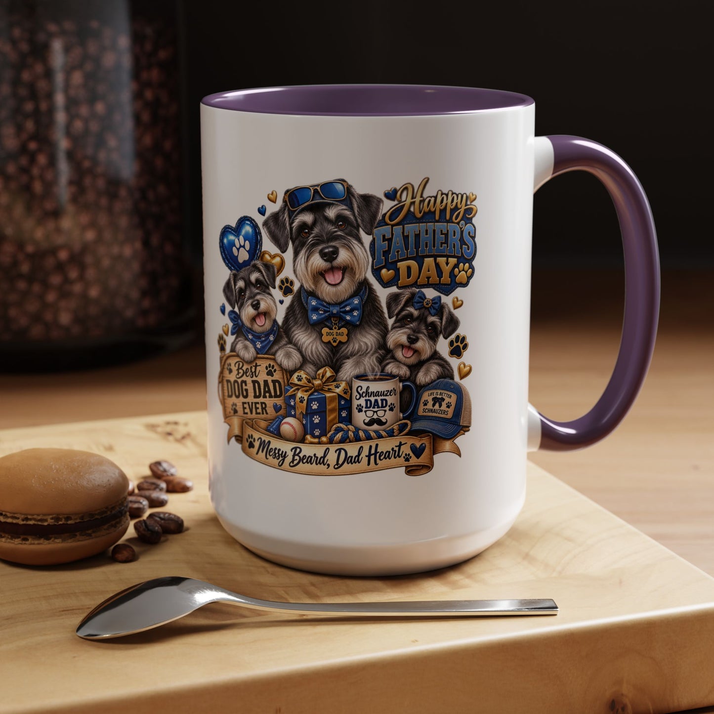 Father's Day Dog Dad Coffee Mug — "Happy Father's Day" Accent Mug (11/15oz)
