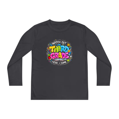 Youth Long Sleeve Tee — "Watch Out Third Grade Here I Come" Back-to-School Shirt