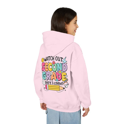 Second Grade Hoodie - "Watch Out Second Grade Here I Come" Back-to-School Kids Sweatshirt
