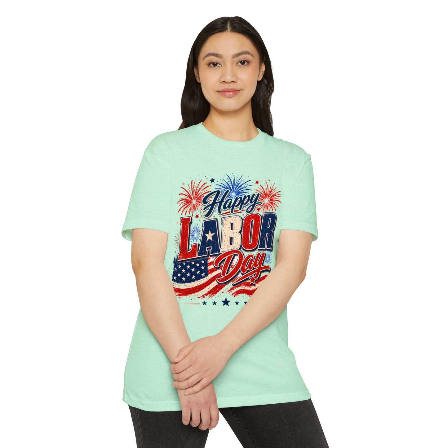 Labor Day T-Shirt — "Happy Labor Day" Patriotic Fireworks Tee