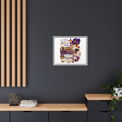 First Lady Faith Wall Art — Framed Matte Canvas (Purple & Gold)