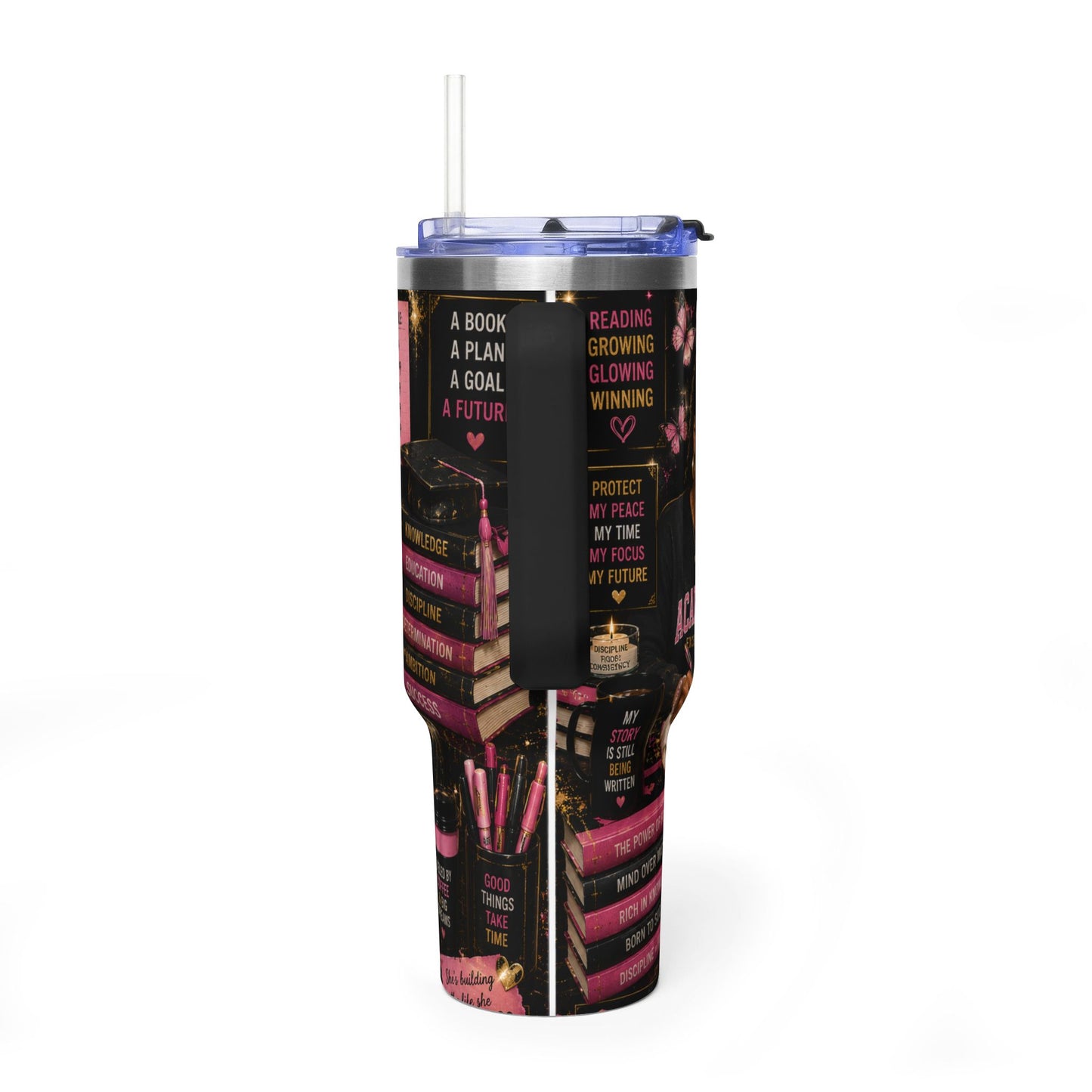 Booked & Busy 40oz Vacuum Tumbler — Motivational Study Coffee Cup