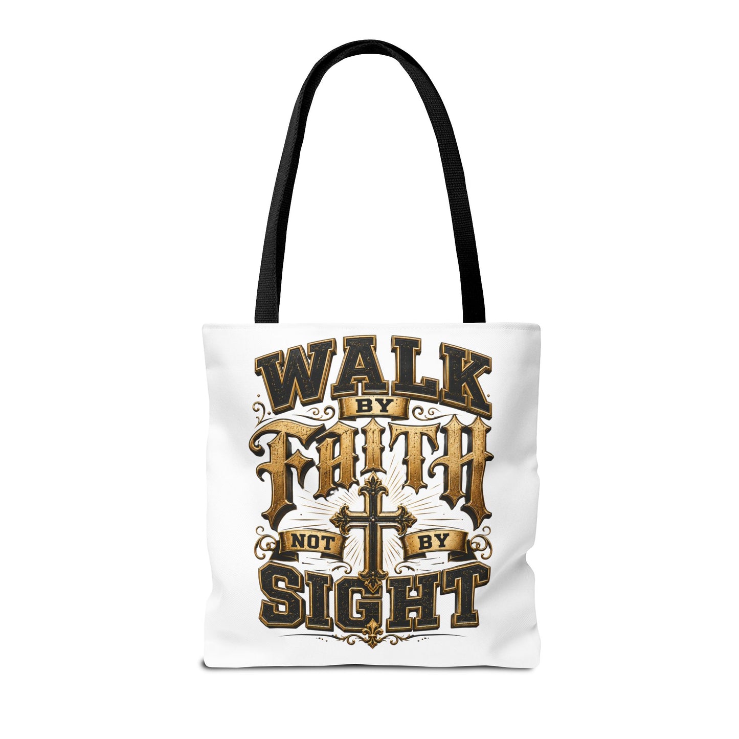 Walk by Faith Tote Bag — Christian Inspirational Cross Tote