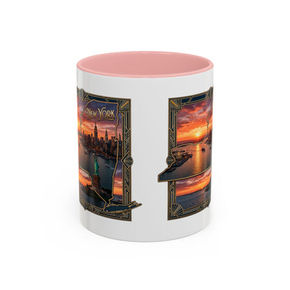 New York Skyline Accent Coffee Mug — Empire State Sunset Scene (11/15oz)
