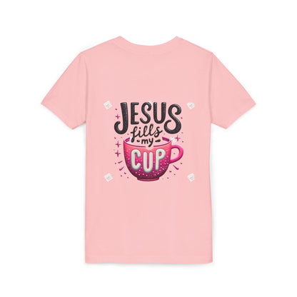 Jesus Fills My Cup Youth Tee — Christian Faith Kids Shirt
