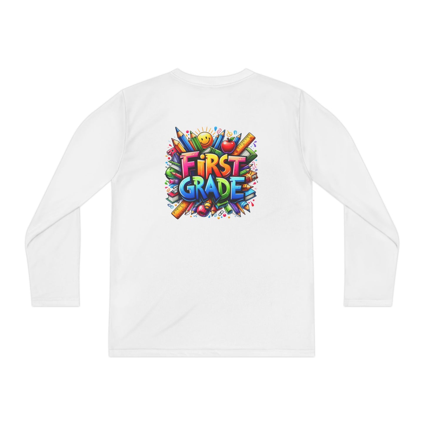 First Grade Youth Long Sleeve Tee — Colorful Back-to-School Shirt