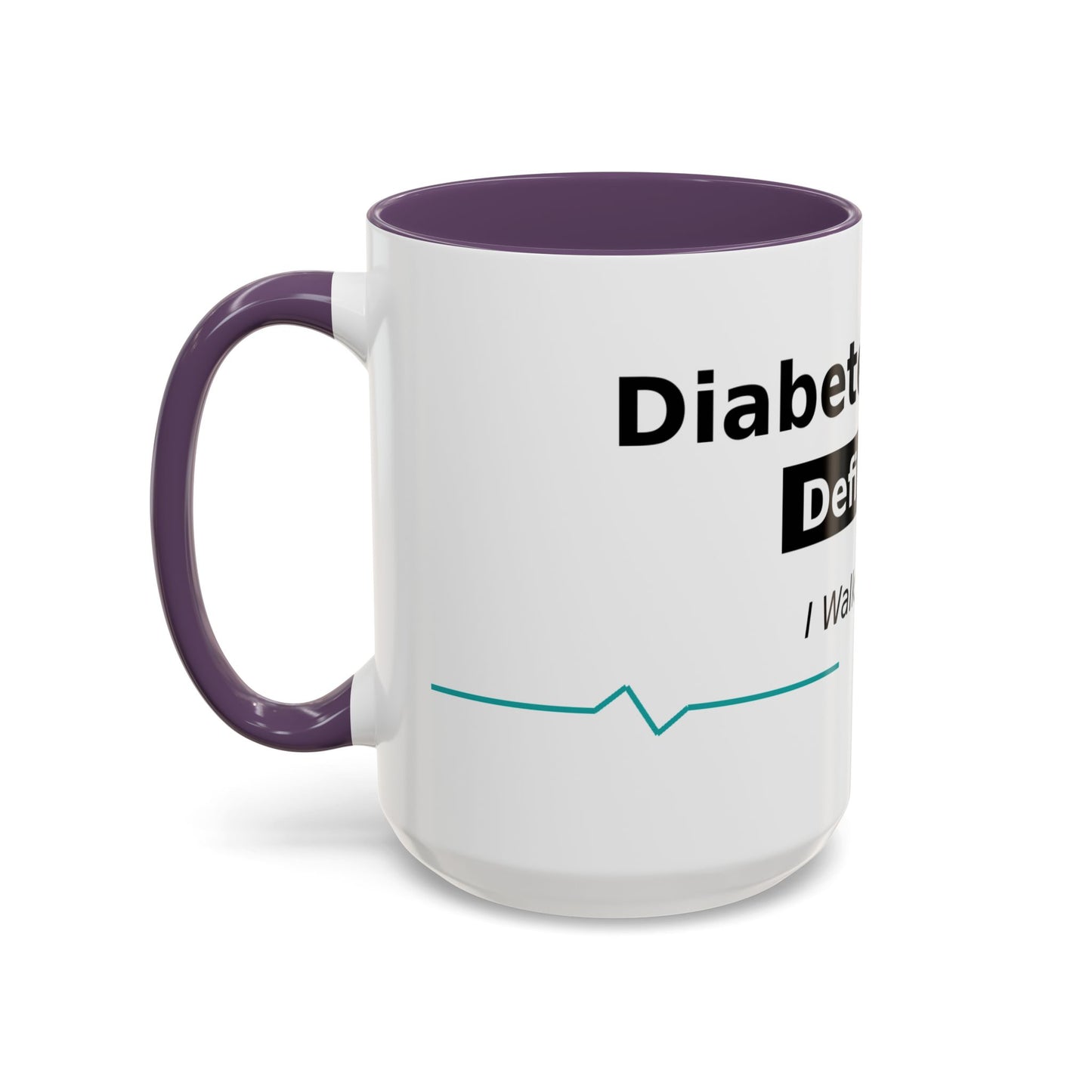 Diabetes Won't Define Me Accent Coffee Mug — "I Walk by Faith" Inspirational Tea Cup