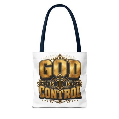 God Is in Control Tote Bag — Faith-Inspired Christian Tote for Church, Gifts & Everyday Use