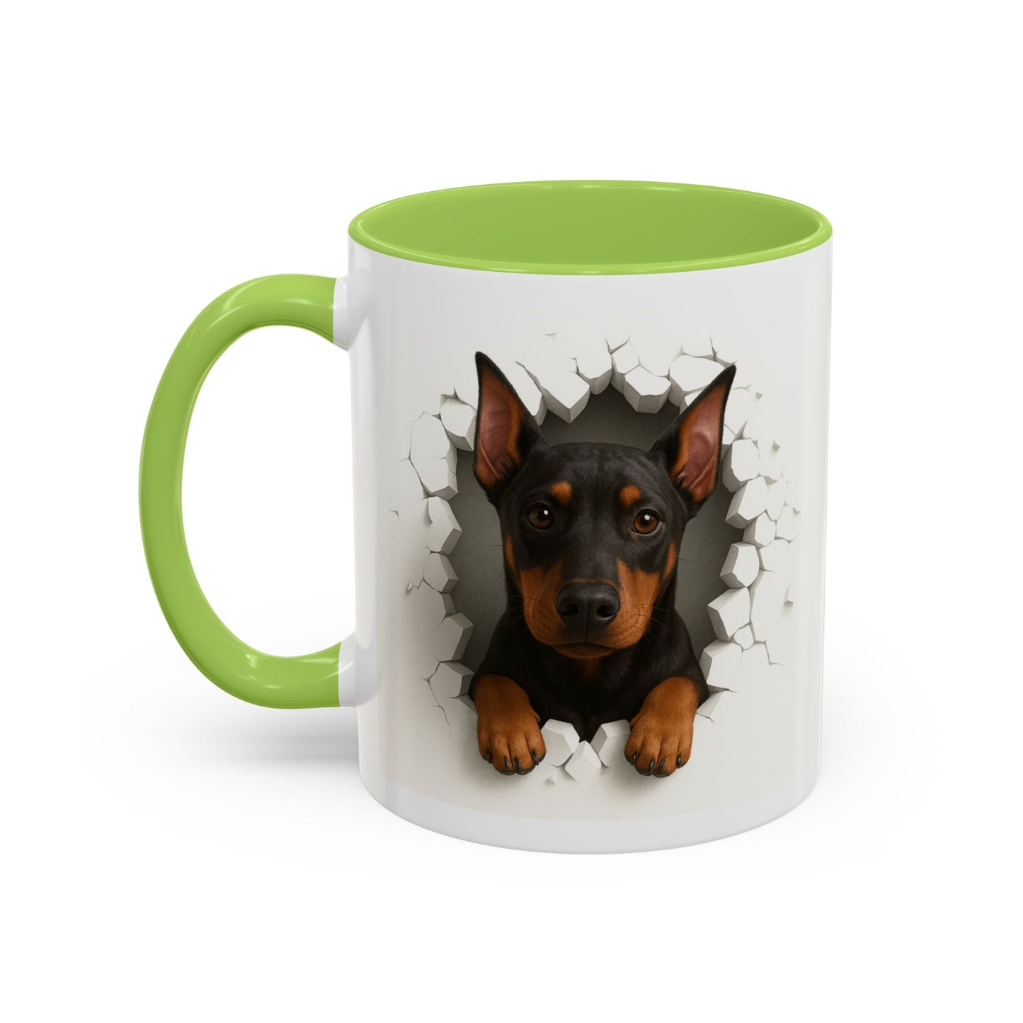Doberman Peekaboo Accent Coffee Mug – Cute Dog Lover Gift (11/15oz)