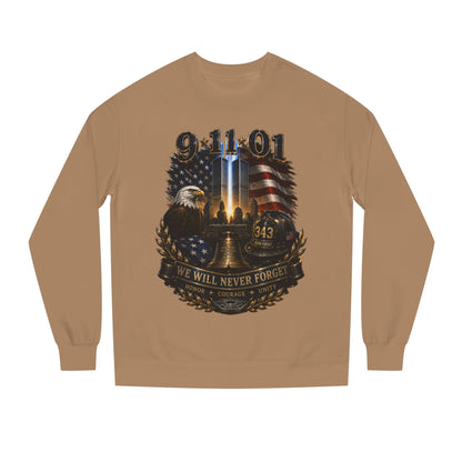 9/11 Remembrance Crewneck Sweatshirt — We Will Never Forget Memorial Tee