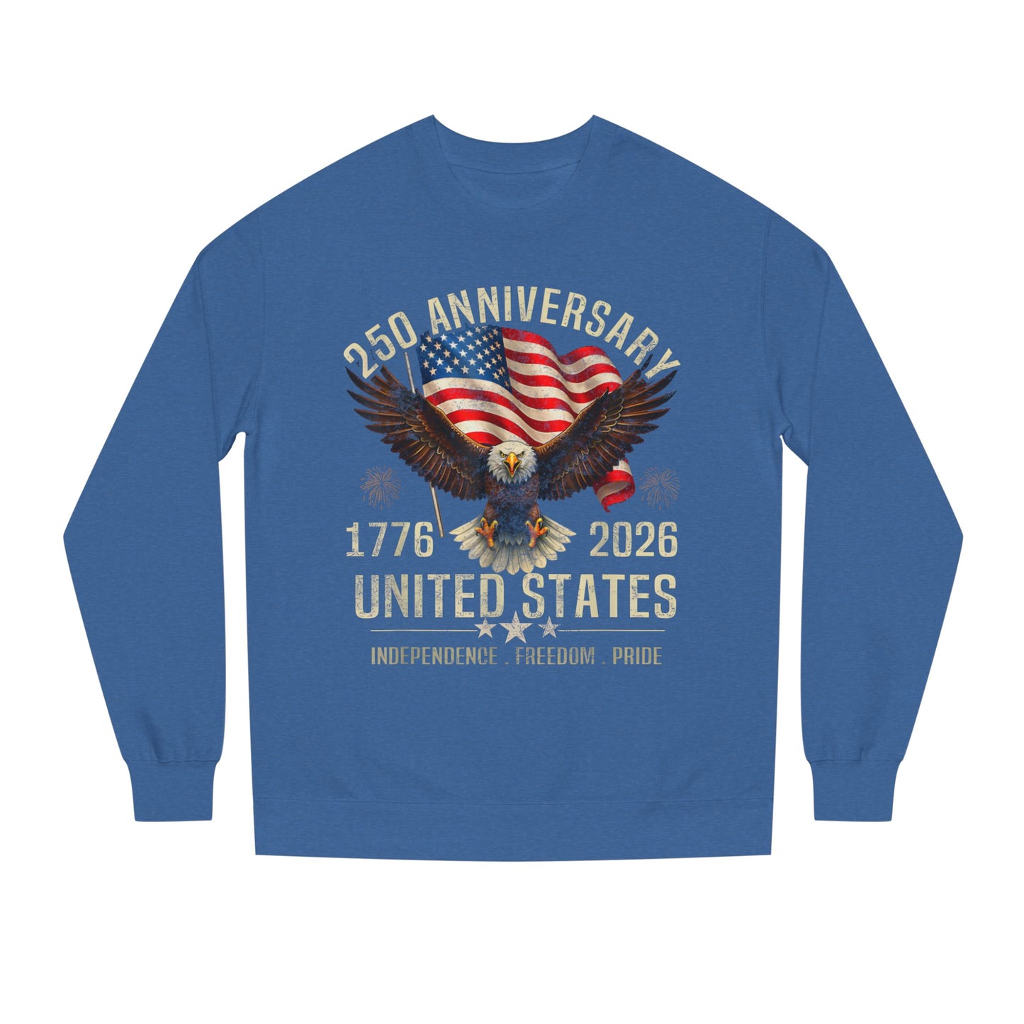250th United States Anniversary Sweatshirt – American Flag & Bald Eagle (1776–2026)