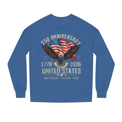 250th United States Anniversary Sweatshirt – American Flag & Bald Eagle (1776–2026)