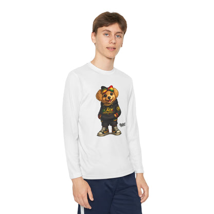 Youth Long Sleeve Tee — Trendy Bear Graphic "Black Excellence"