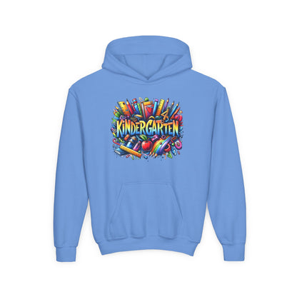 Kindergarten Kids Hoodie — Colorful School Supplies Back-to-School Sweatshirt