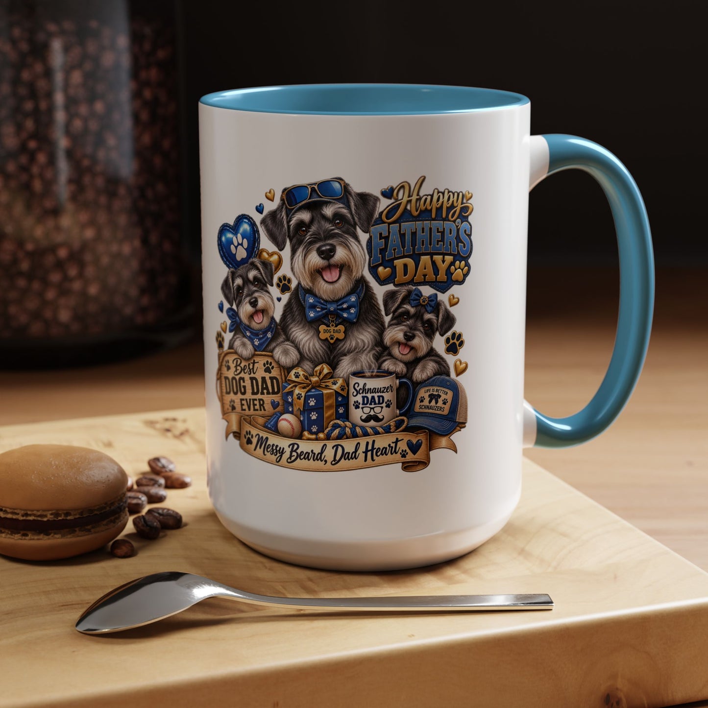 Father's Day Dog Dad Coffee Mug — "Happy Father's Day" Accent Mug (11/15oz)
