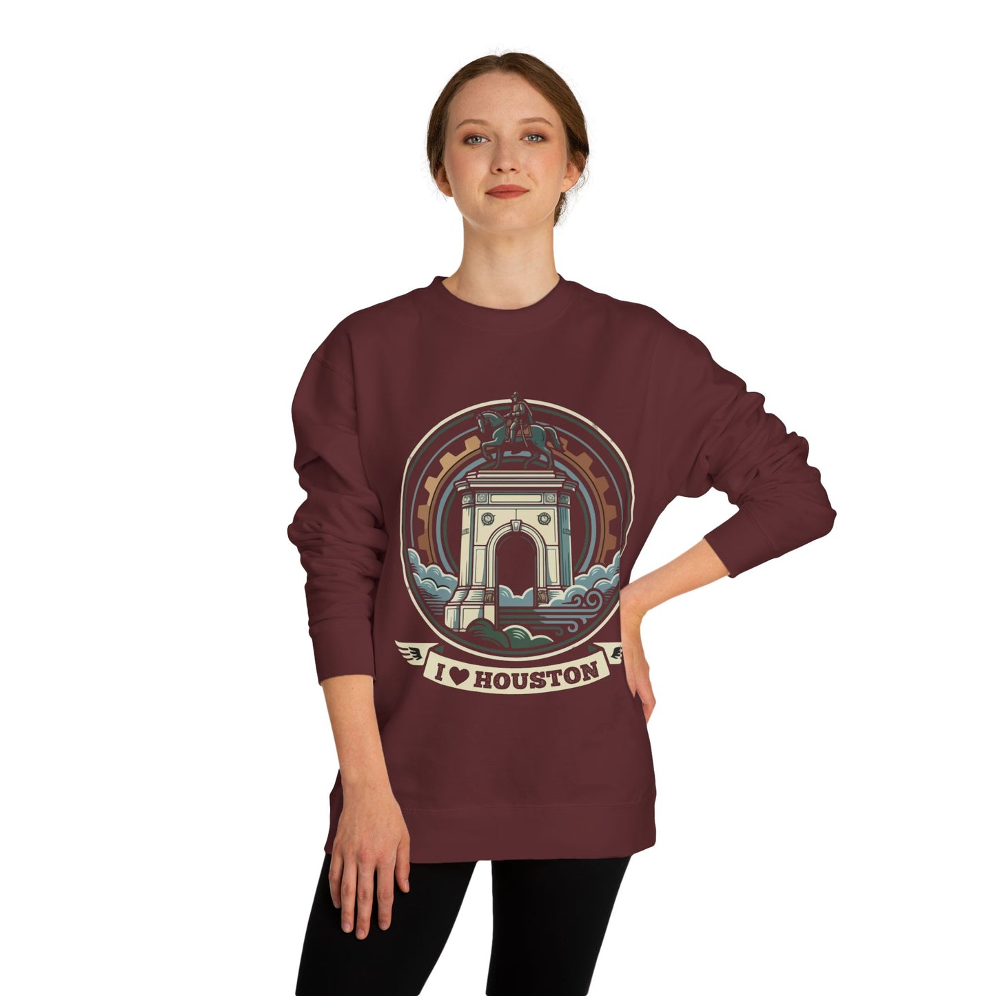 Houston Arch Retro Crewneck Sweatshirt — I  Houston Graphic