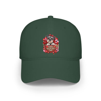 Valentine's Day Puppy Heart Cap – 'Happy Valentine's Day' Low Profile Baseball Hat