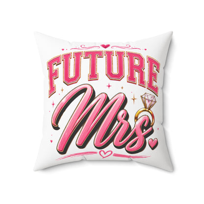 Future Mrs. Decorative Pillow — Bridal Engagement Ring Accent Cushion