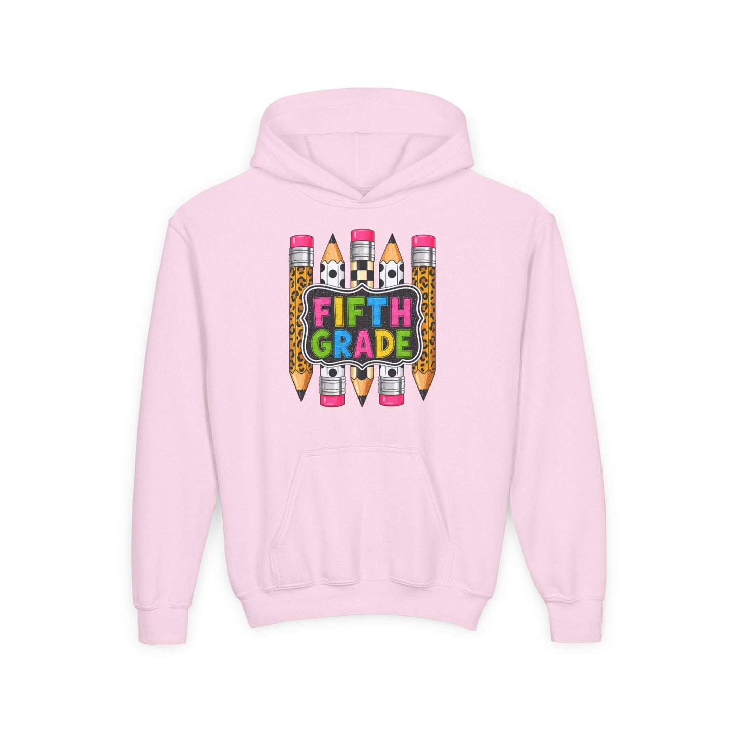Fifth Grade Kids Hoodie — Colorful Pencil Back‑to‑School Sweatshirt for Students