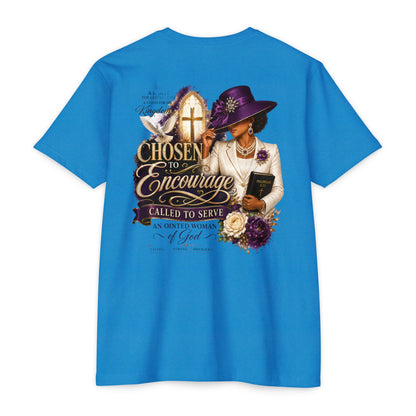 Chosen to Encourage Christian T-Shirt — 'Called to Serve' Purple Church Hat Design