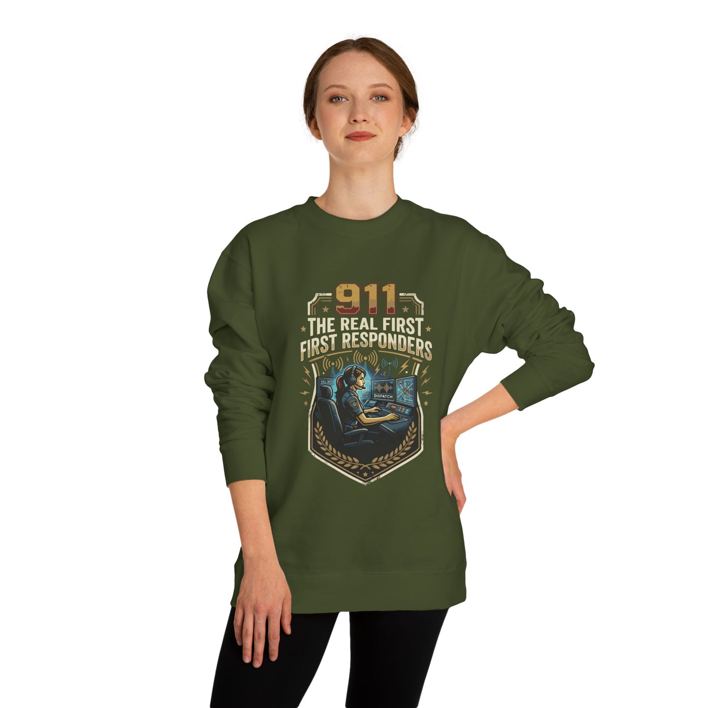 911 Dispatcher Crewneck Sweatshirt — “The Real First Responders” Tribute
