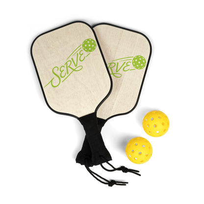 Pickleball Paddle Set — "Serve" Graphic Beginner Kit with 2 Paddles & Balls