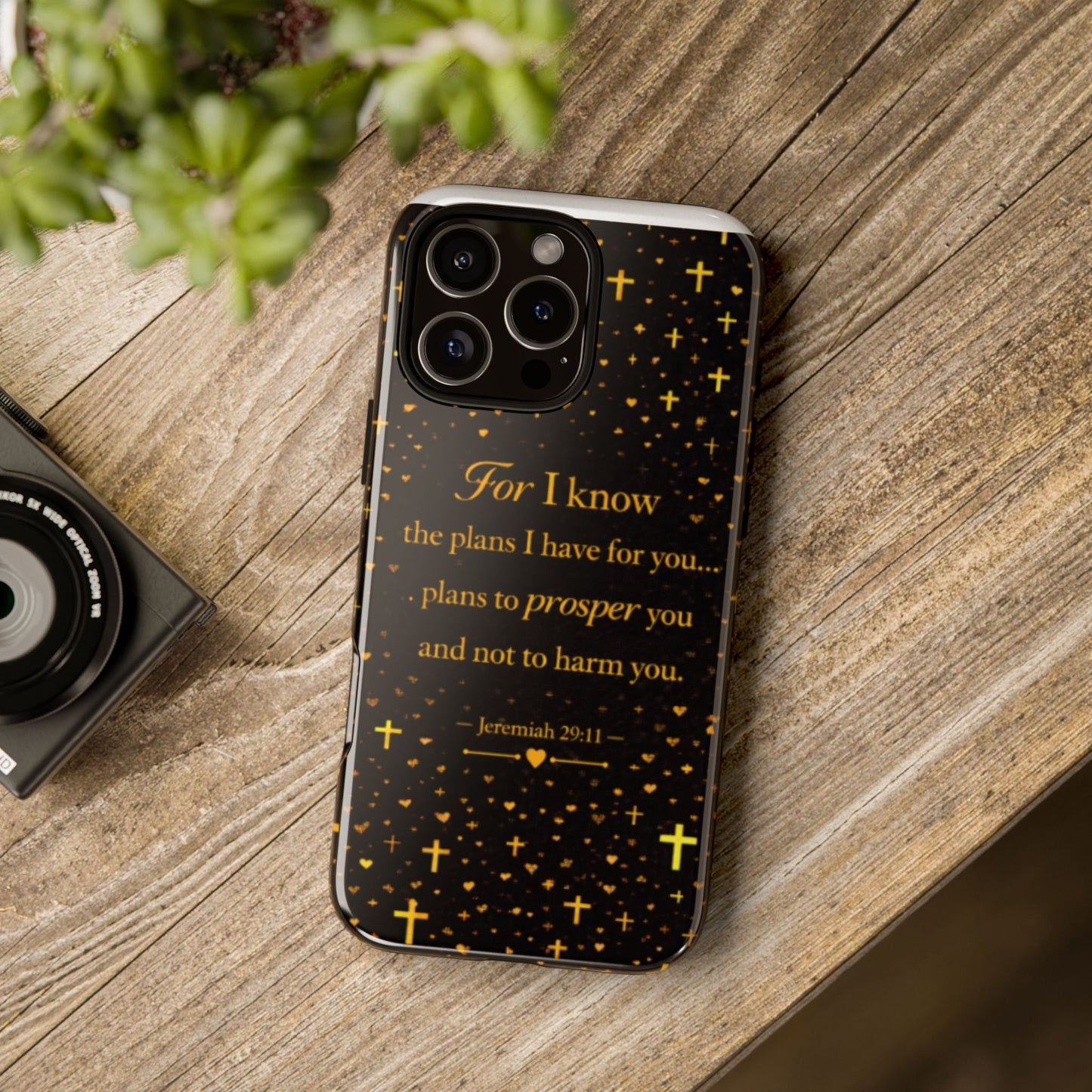 Phone Case — "For I Know" Jeremiah 29:11 Gold Cross Christian Tough Case