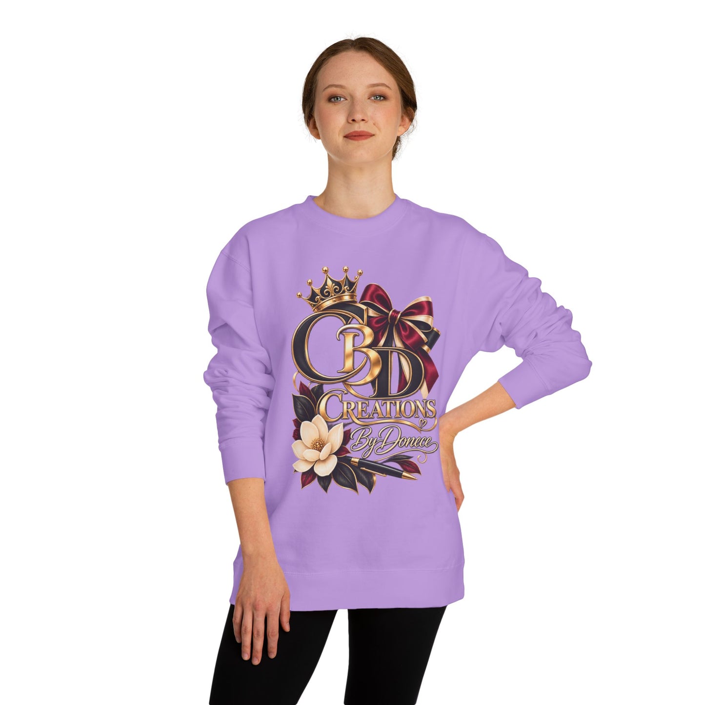 CB Creations Crown Logo Sweatshirt — Floral Ribbon Graphic Crewneck