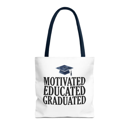 Motivated Educated Graduated Tote Bag – Graduation Cap Student Gift