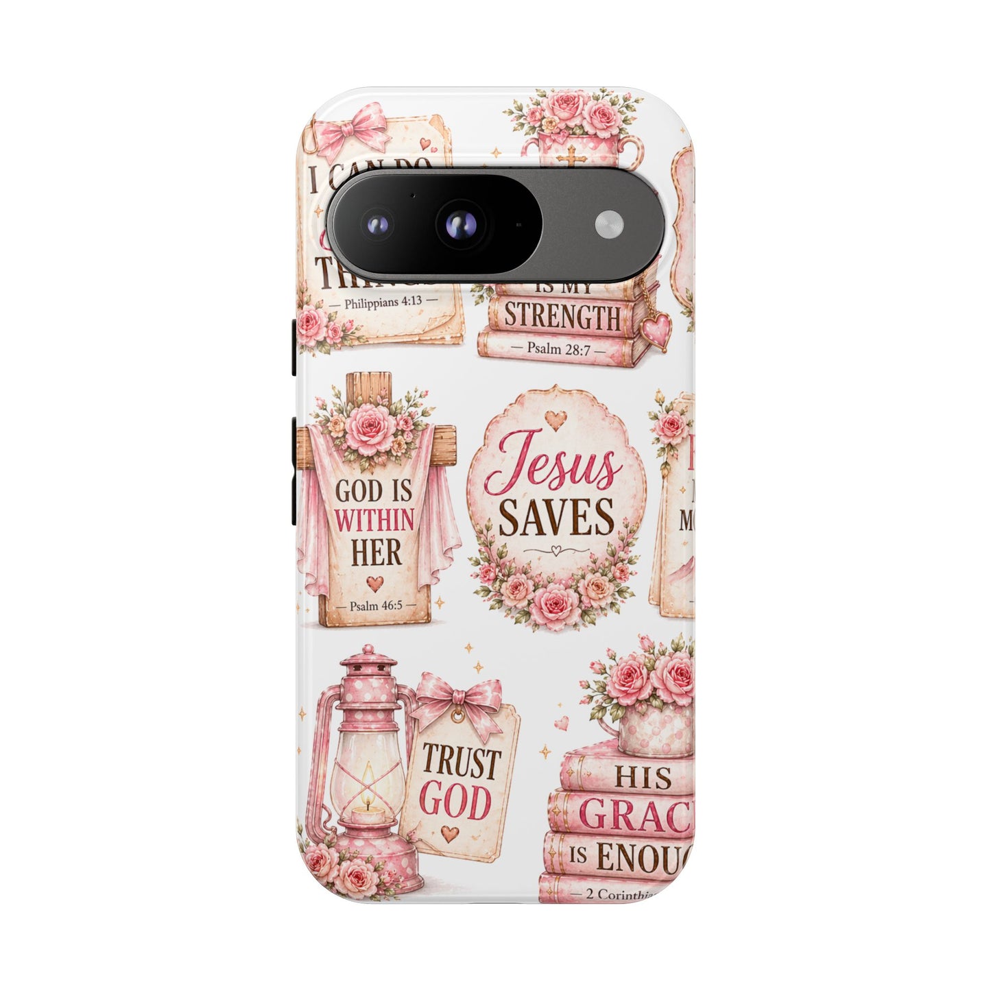Faith Phone Case — 'Jesus Saves' Floral Christian Scripture iPhone Case