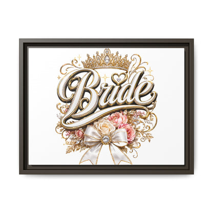 Framed Bride Canvas Wall Art — Elegant Bridal Crown & Floral Wedding Decor