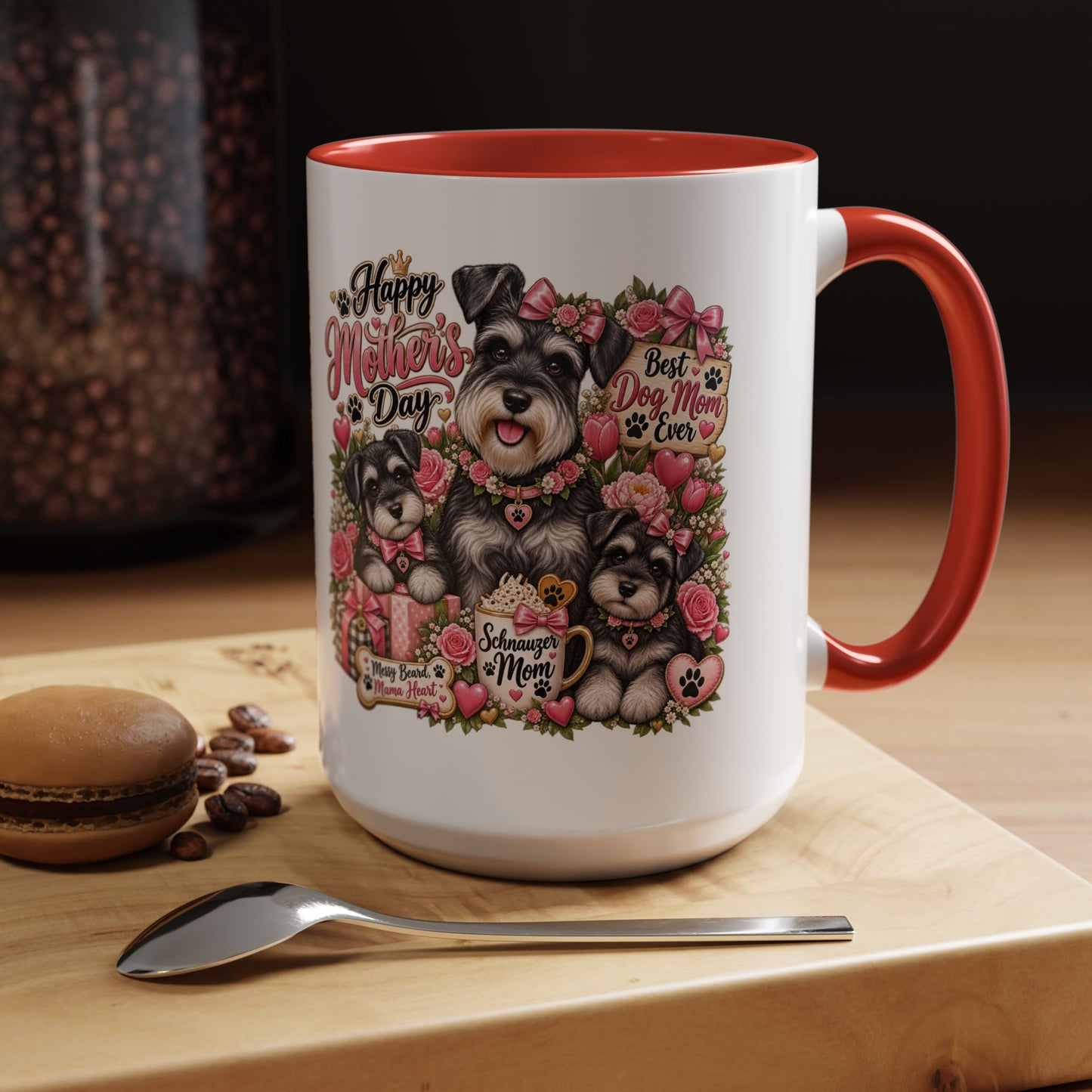 Mother's Day Schnauzer Coffee Mug — "Best Dog Mom Ever" Accent Mug (11/15oz)