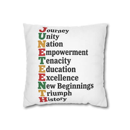 Juneteenth Inspirational Throw Pillow — Journey Unity Nation Empowerment Text Design
