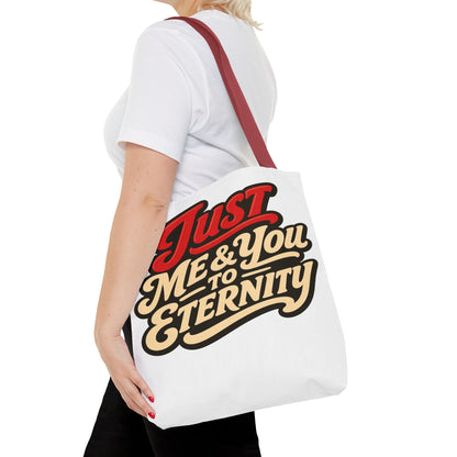 Just Me & You to Eternity Tote Bag — Romantic Script Canvas Tote