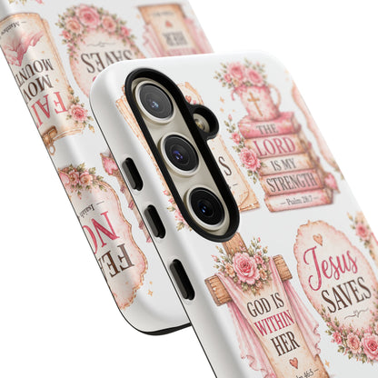 Faith Phone Case — 'Jesus Saves' Floral Christian Scripture iPhone Case