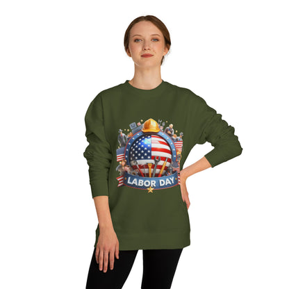 Labor Day Sweatshirt - American Flag Working Hands Design