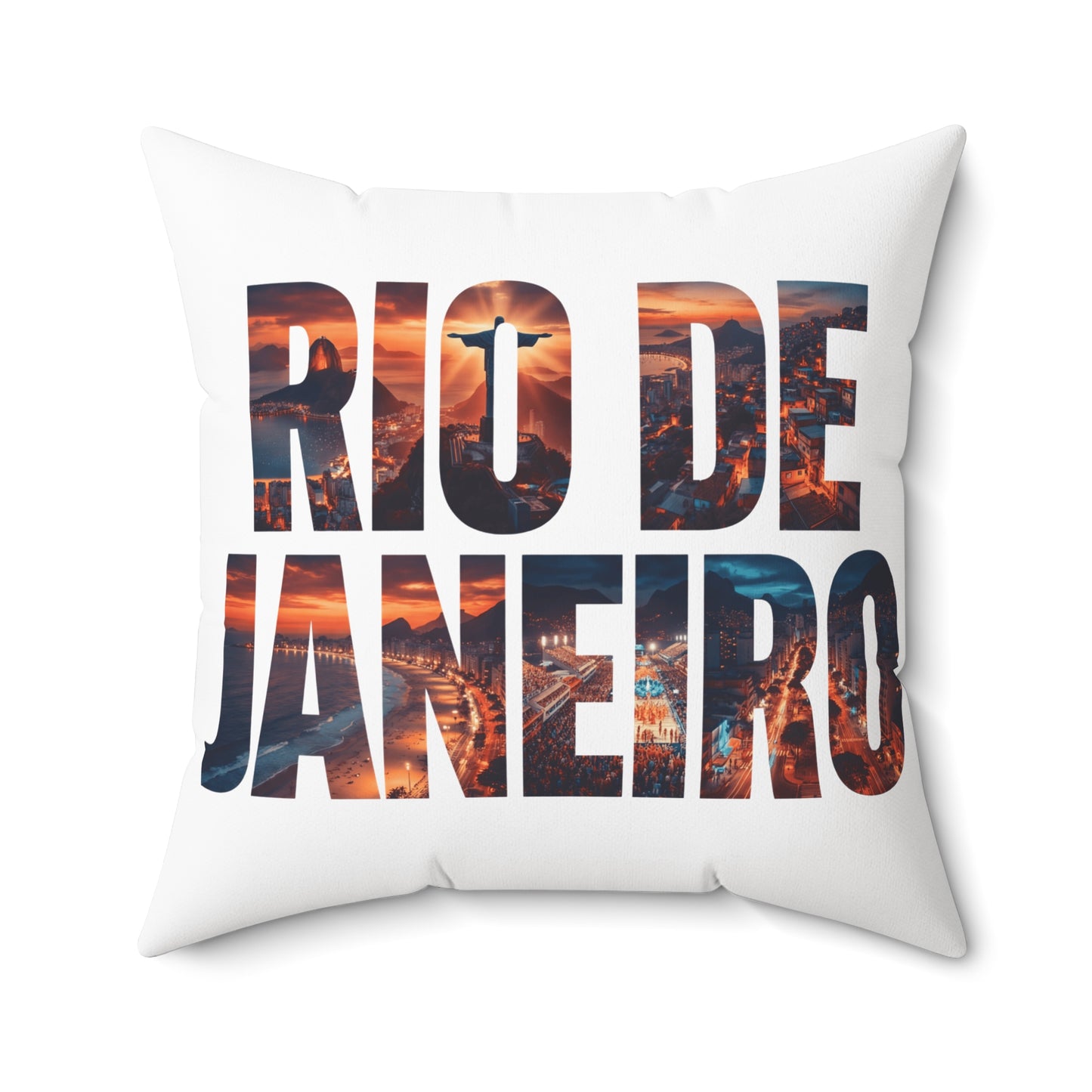 Rio de Janeiro Photo-Text Throw Pillow