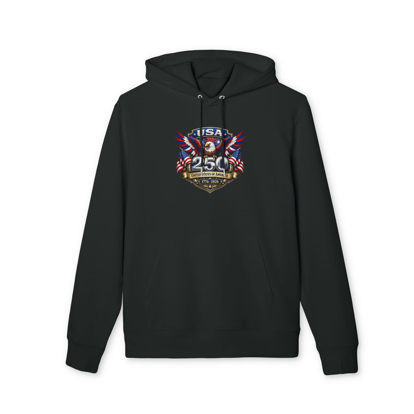 Patriotic USA 250th Anniversary Hoodie — Eagle Flag Emblem