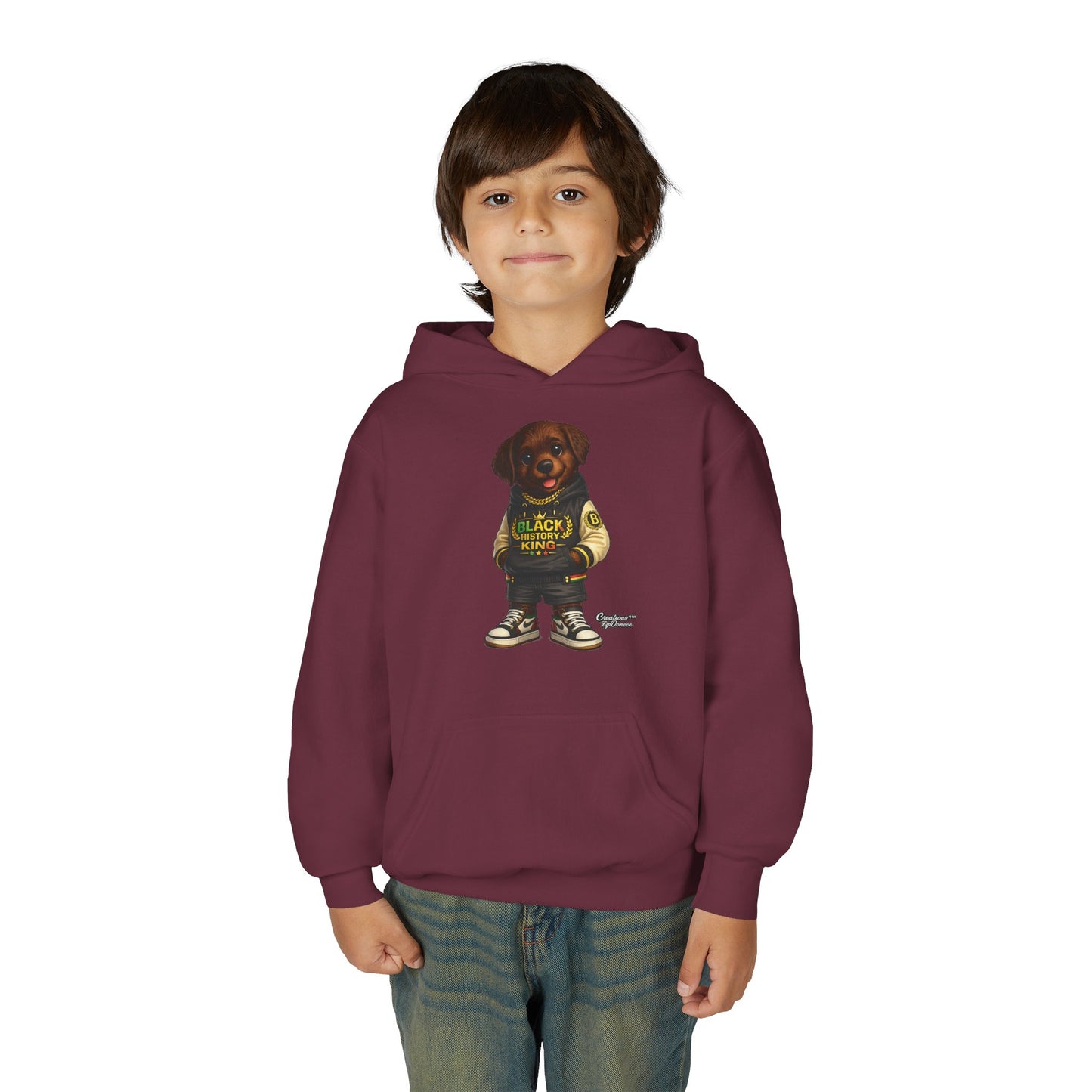 Youth Hoodie — 'Black History Kid' Puppy Graphic Sweatshirt