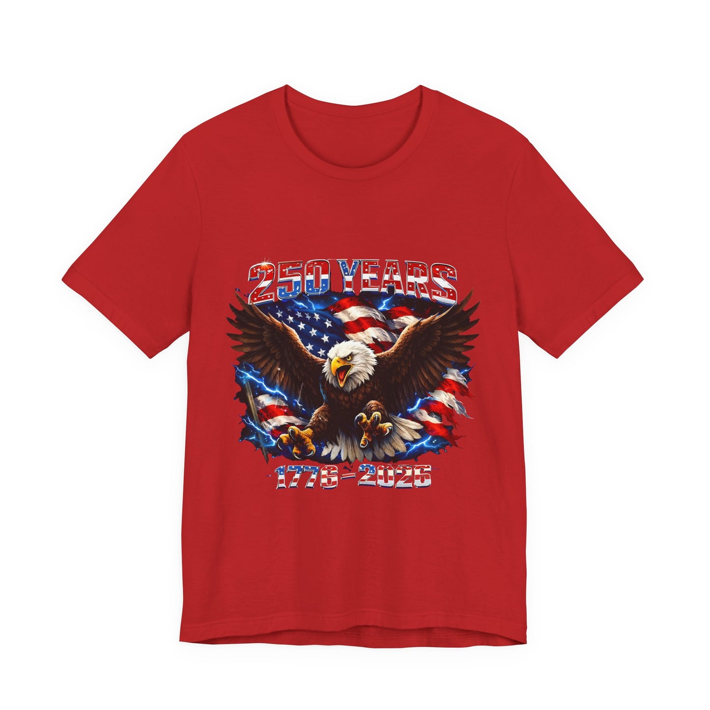 250 Years Bald Eagle American Flag T-Shirt — 1776–2026 Patriotic Tee