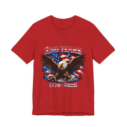 250 Years Bald Eagle American Flag T-Shirt — 1776–2026 Patriotic Tee