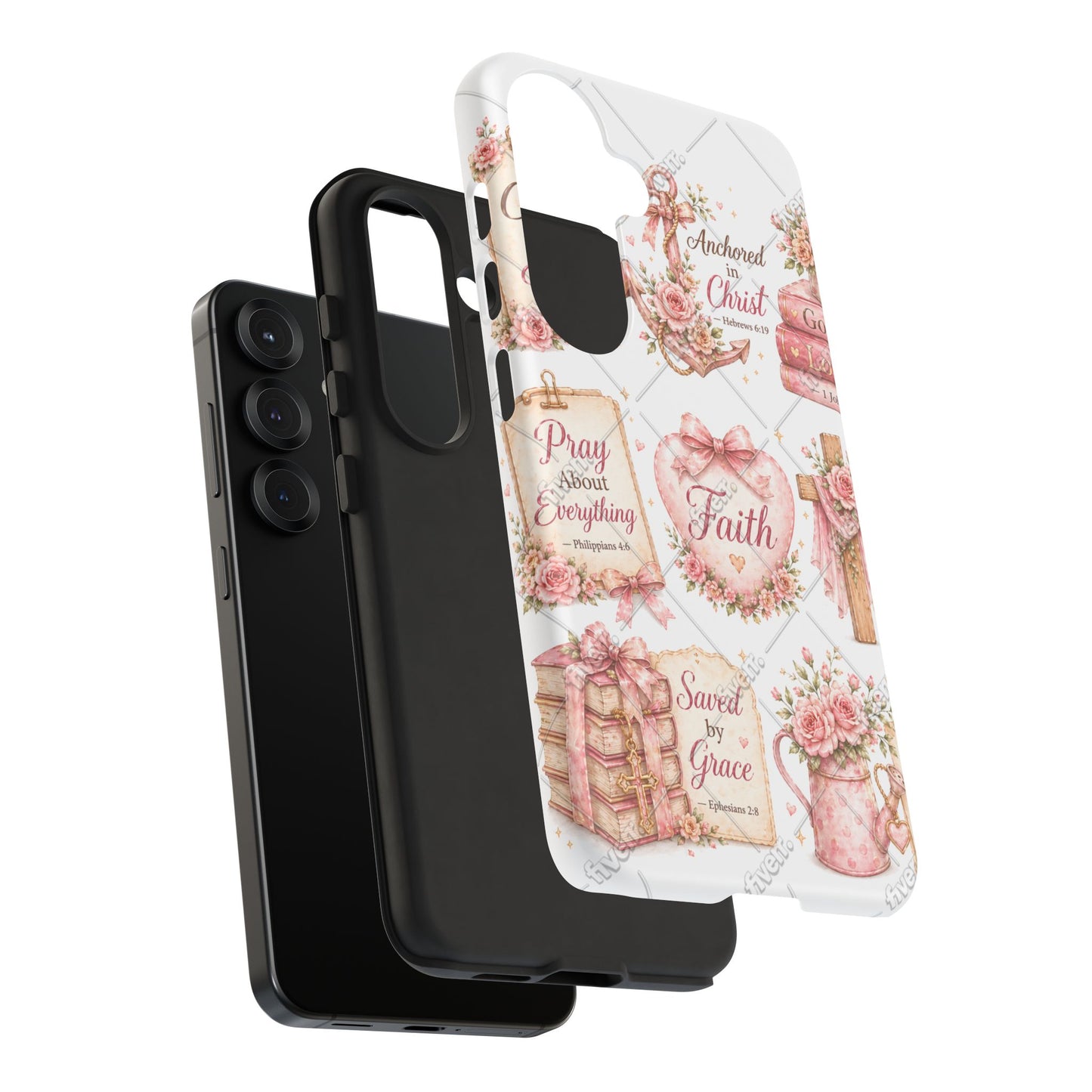 Faith Floral Phone Case – Christian Inspirational Scripture iPhone Cover (Choose Joy, Pray, Faith)